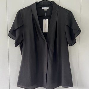 Calvin Klein V-Neck Short Sleeve Black Blouse